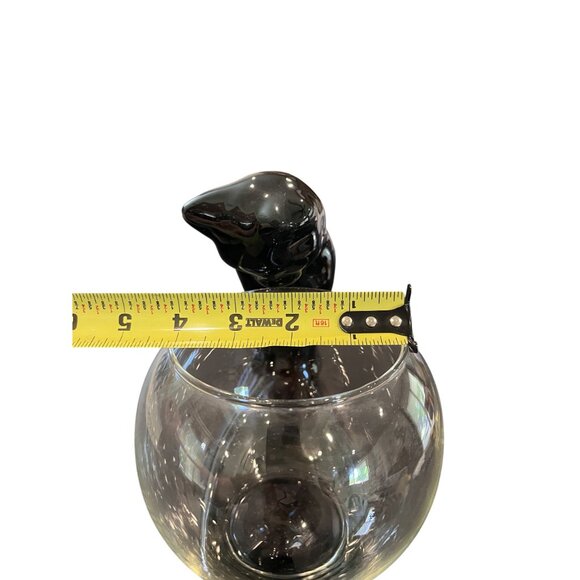 Vintage Haeger Pottery Black Cat Sculpture With Fish Bowl Planter 8" - Picture 10 of 10